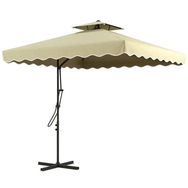 Rootz Parasols Sateenvarjo - Ulokeinen sateenvarjo - Koristeellinen reuna - Ilmastointikatos - Offset Design - Sateenvarjokatto - Metalli-polyesteri -