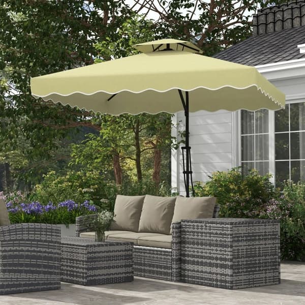 Rootz Parasols Sateenvarjo - Ulokeinen sateenvarjo - Koristeellinen reuna - Ilmastointikatos - Offset Design - Sateenvarjokatto - Metalli-polyesteri -