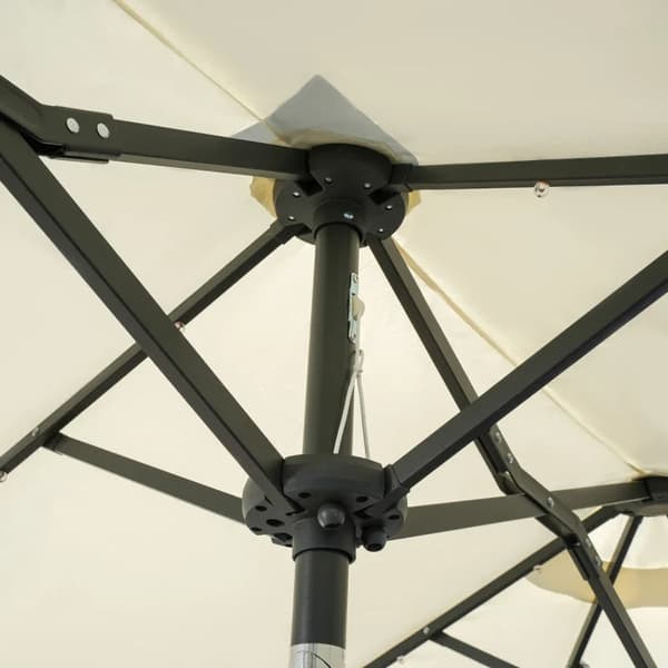 Rootz Dobbeltparaply - Terrasseparaply - Vippe med solpanel - 35 LED'er - Stålramme - Beige - 2,95 x 1,50 x 2,19 m