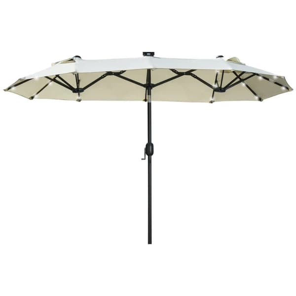 Rootz Dobbeltparaply - Terrasseparaply - Vippe med solpanel - 35 LED'er - Stålramme - Beige - 2,95 x 1,50 x 2,19 m
