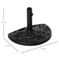 Pikkukuva 3 / 8: Rootz Sateenvarjoteline - Puolipyöreä - Aurinkovarjojalusta - 9kg Kukkakuvio - Sateenvarjotangot - HDPE-sementti - Musta - 50L x 32W x 32K cm