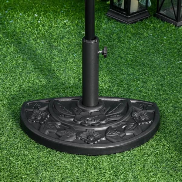 Rootz Sateenvarjoteline - Puolipyöreä - Aurinkovarjojalusta - 9kg Kukkakuvio - Sateenvarjotangot - HDPE-sementti - Musta - 50L x 32W x 32K cm
