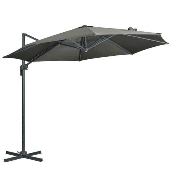Rootz-aurinkovarjo - ulokevarjo - Puutarhasateenvarjo ristijalustalla - Säänkestävä - Aurinkosuoja - Alumiini - Harmaa - 294 cm x 248 cm