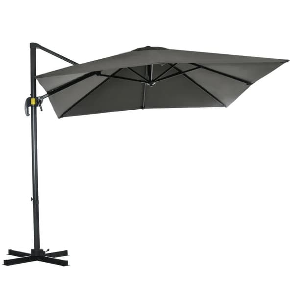Rootz Cantilever päivänvarjo - Puutarhasateenvarjo - Ristijalusta - Kääntyvä - Säänkestävä - Harmaa - 245cm x 245cm x 245cm