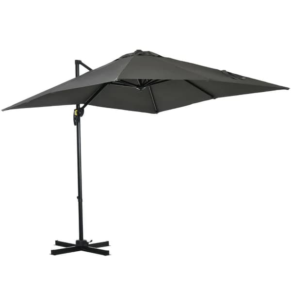 Rootz Cantilever päivänvarjo - Puutarhasateenvarjo - Ristijalusta - Kääntyvä - Säänkestävä - Harmaa - 245cm x 245cm x 245cm