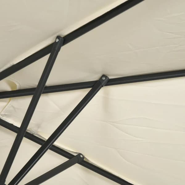 Rootz Large päivänvarjo - Puutarhasateenvarjo - Aurinkosuoja - Korkeussäädettävä - Kallistuva - Polyesteri - Kermanvärinen - 150x295x170-214 cm