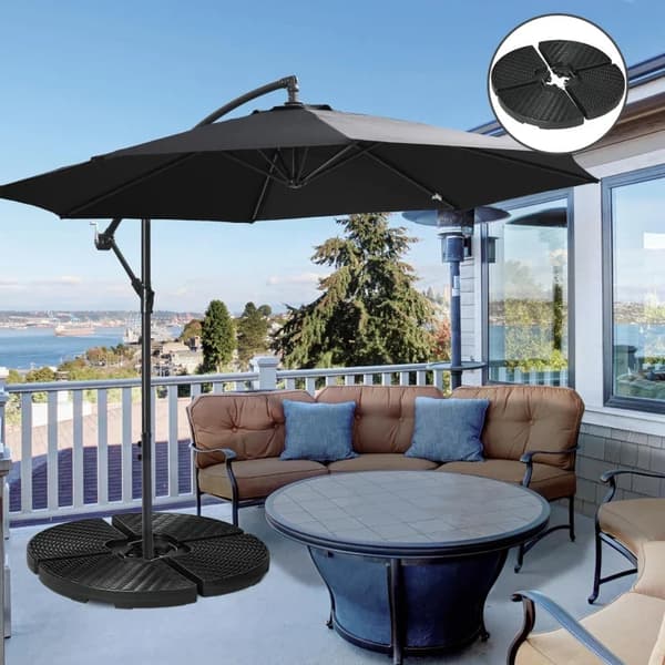 Rootz Parasol Stand - 4-delt Parasol Stand - Paraply Stand - Fyldbar - Sort - 100 x 100 x 8 cm