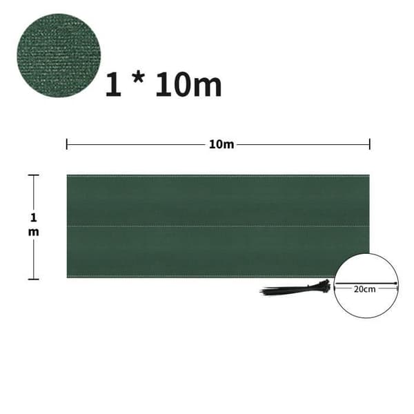 XMTECH HDPE Skuggnät 1x10m Skuggstängsel Vindskydd med buntband, mörkgrön