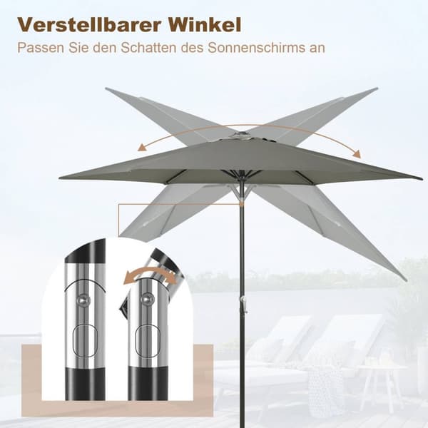 Rootz Premium Outdoor Parasoll - Trädgårdsparaply - Solskydd - UV-skydd - Vattentät - Justerbar - Ø 270 x 236 cm