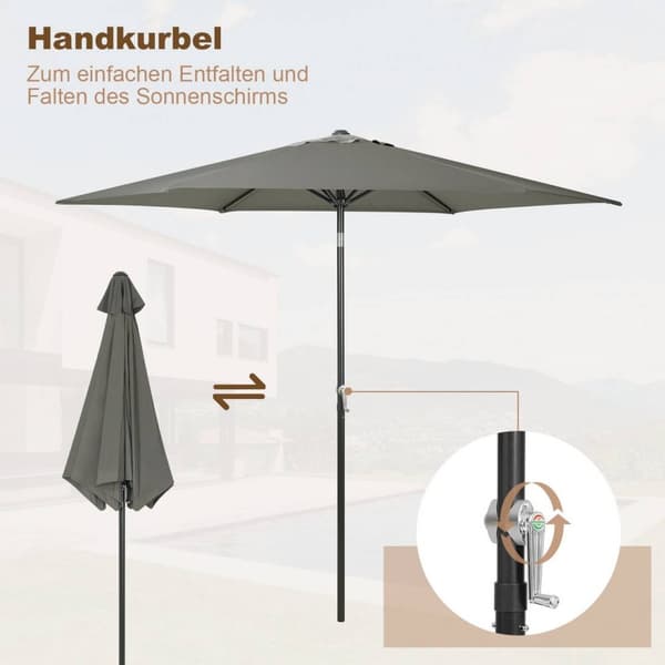 Rootz Premium Outdoor Parasoll - Trädgårdsparaply - Solskydd - UV-skydd - Vattentät - Justerbar - Ø 270 x 236 cm