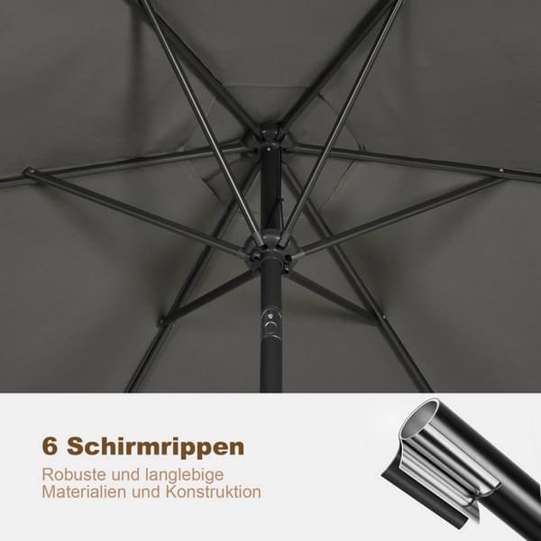 Rootz Premium Outdoor Parasoll - Trädgårdsparaply - Solskydd - UV-skydd - Vattentät - Justerbar - Ø 270 x 236 cm