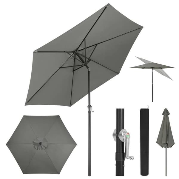 Rootz Premium Outdoor Aurinkovarjo - Puutarhasateenvarjo - Aurinkosuoja - UV-suoja - Vedenpitävä - Säädettävä - Ø 270 x 236 cm