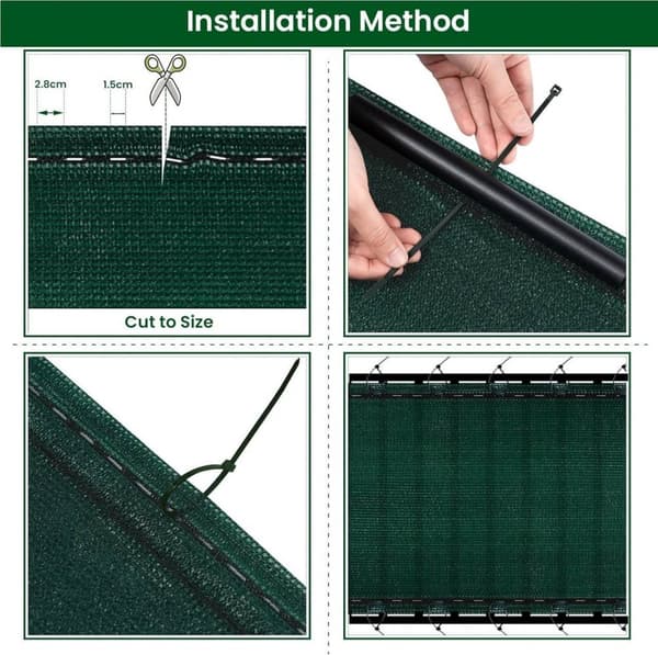 Rootz HDPE Privacy Fence Screen - Aurinkosuoja - UV-suoja - Repeämisenkestävä, Säänkestävä, Helppo asennus - 1m x 6m - 2m x 25m