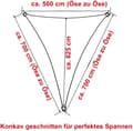 Pikkukuva 2 / 4: Rootz Premium HDPE Sun Sail - Varjostuspurje - Yksityisyysnäyttö - UV-suoja - Kestävä ja repeytymätön - Helppo asennus - 5m x 7m x 7m