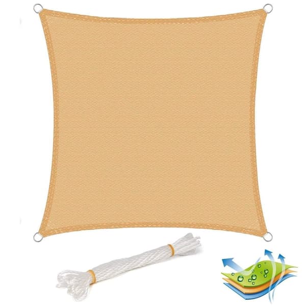 Rootz HDPE Sun Sail - Skuggsegel - UV-skyddstak - Slitstark, rivbeständig, enkel installation - 5m x 5m
