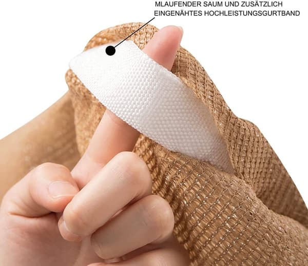 Rootz Premium HDPE aurinkopurje - Ulkovarjostin - UV-suojakupu - Kestävä, repeytymätön, helppo asentaa - 3m x 5m