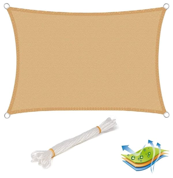 Rootz Premium HDPE aurinkopurje - Ulkovarjostin - UV-suojakupu - Kestävä, repeytymätön, helppo asentaa - 3m x 5m