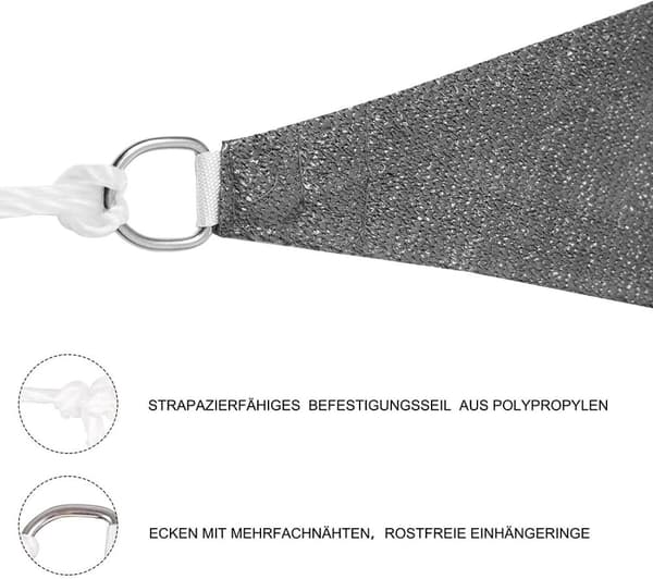 Rootz Premium HDPE solsejlsmarkise - UV-beskyttelsesmarkise - Rivefast baldakin - Overlegen UV-blok, holdbar, nem installation - 5x5m