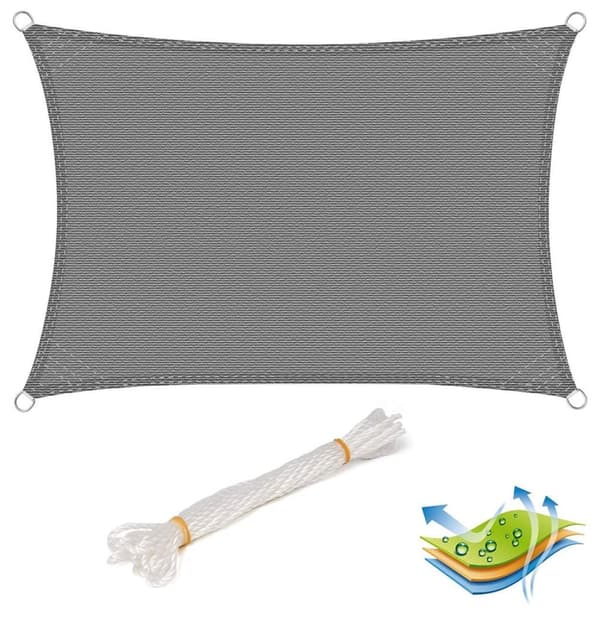 Rootz HDPE aurinkopurjekatos - Shade Sail - Yksityisyysnäyttö - UV-suoja - Kestävä ja repeytymätön - Helppo asennus - 3,5 m x 5 m
