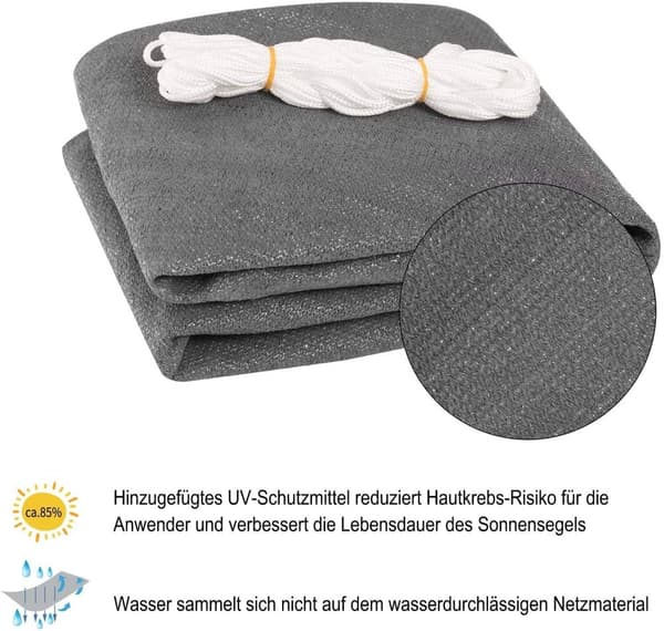 Rootz HDPE Markise - Solafskærmning - Vindskærm - UV-beskyttelse - Holdbar og rivefast - Nem installation - 3x5 m