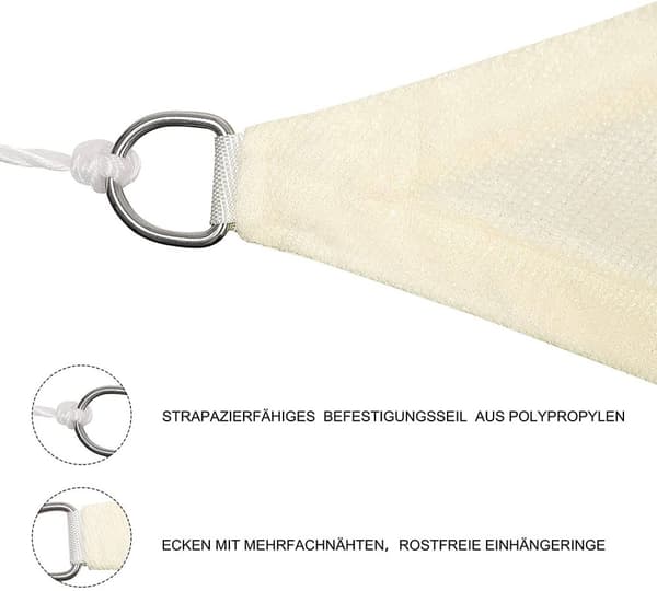 Rootz Premium HDPE Sun Sail - Varjostuspurje - UV-suojakupu - Optimaalinen UV-suoja - Kestävä ja repeytymätön - Helppo asennus - 5m x 7m x 7m