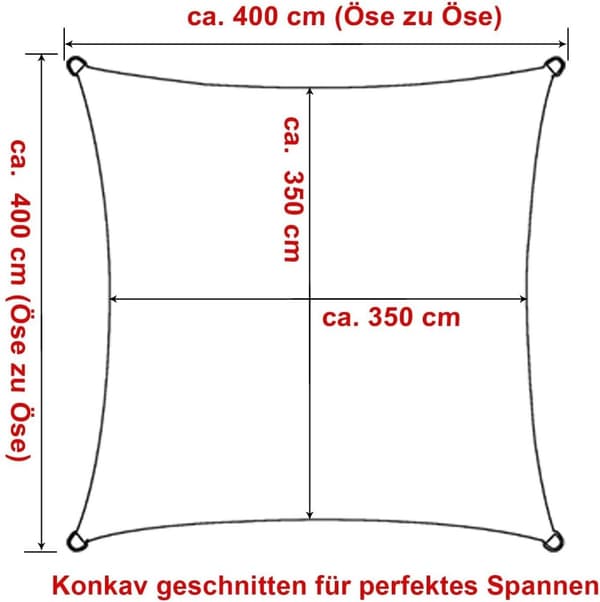 Rootz Premium Sun Sail - Skyggesejl - Baldakin - UV-beskyttelse - Vandafvisende - Nem installation - 4m x 4m