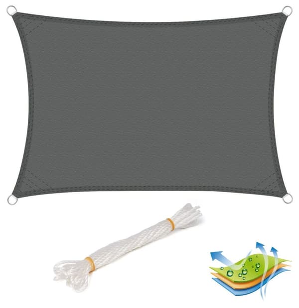Rootz Premium Sun Sail - UV-beskyttelsesskærm - Udendørs baldakin - Vandafvisende, holdbar, nem installation - 4m x 6m