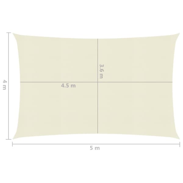 vidaXL Solsegel 160 g/m² gräddvit 4x5 m HDPE - Parasoll & solskydd