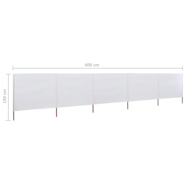 vidaXL Vindskydd 5 paneler tyg 600x160 cm sandvit -  Parasoll & solskydd