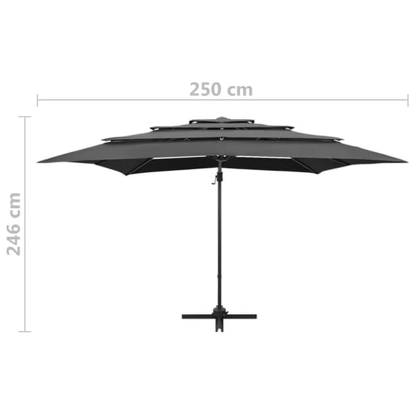 vidaXL parasol med aluminiumsstang i 4 niveauer 250x250 cm antracitgrå - Parasoller og solskærme