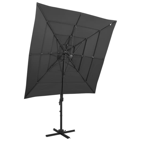 vidaXL parasol med aluminiumsstang i 4 niveauer 250x250 cm antracitgrå - Parasoller og solskærme