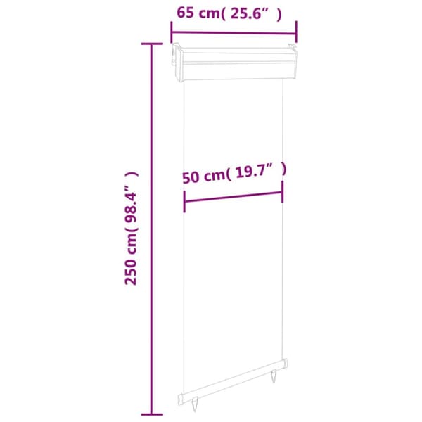 vidaXL Parvekkeen sivumarkiisi 65x250 cm kerma -  Päivän- & aurinkovarjot