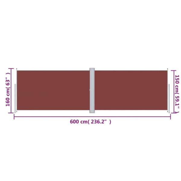 vidaXL Infällbar sidomarkis brun 160x600 cm -  Parasoll & solskydd