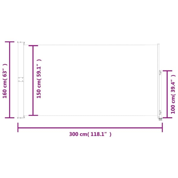 vidaXL Sisäänvedettävä terassin sivumarkiisi 160x300 cm punainen - Päivän- & aurinkovarjot