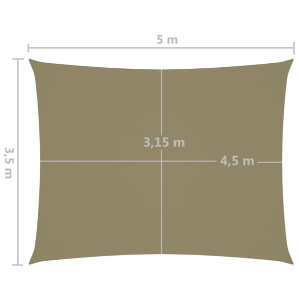 vidaXL Solsegel oxfordtyg rektangulärt 3,5x5 m beige - Parasoll & solskydd