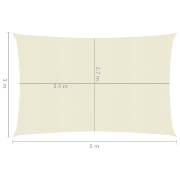 vidaXL solsejl 3x6 m 160 g/m² HDPE cremefarvet -  Parasoller og solskærme