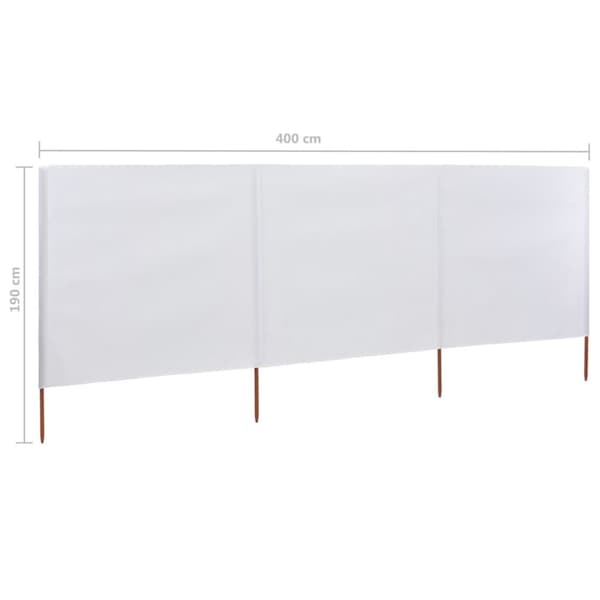 vidaXL 3-panels læsejl 400x160 cm stof sandhvid -  Parasoller og solskærme
