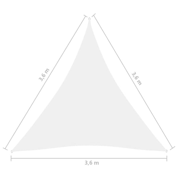 vidaXL Solsegel oxfordtyg trekantigt 3,6x3,6x3,6 m vit -  Parasoll & solskydd