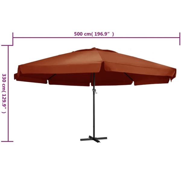 vidaXL Aurinkovarjo alumiinitanko 600 cm terrakotta -  Päivän- & aurinkovarjot