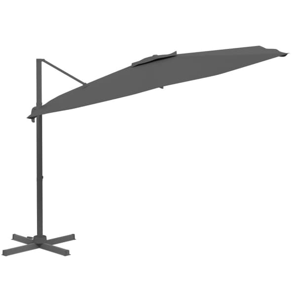 vidaXL Riippuva aurinkovarjo alumiinipylväällä antrasiitti 400x300 cm - Päivän- & aurinkovarjot