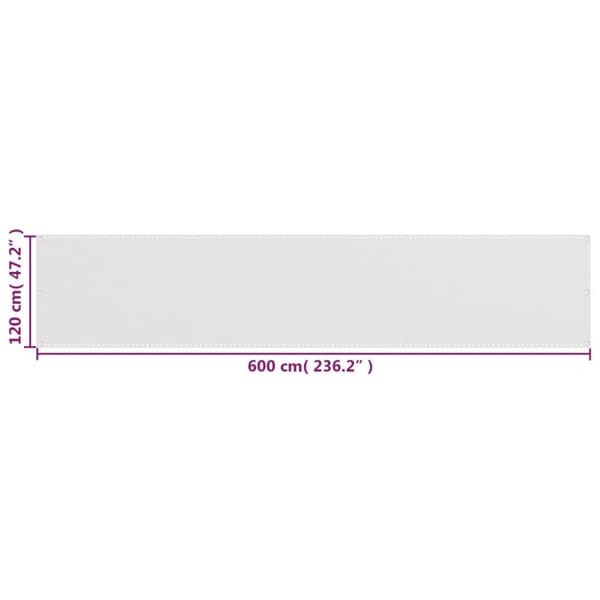 vidaXL Parvekkeen suoja valkoinen 120x600 cm HDPE -  Päivän- & aurinkovarjot