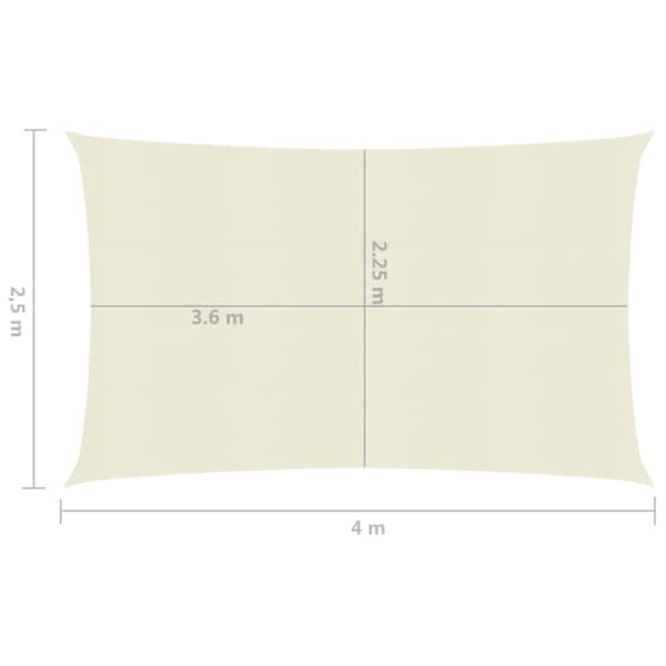 vidaXL Solsegel 160 g/m² gräddvit 2,5x4 m HDPE - Parasoll & solskydd