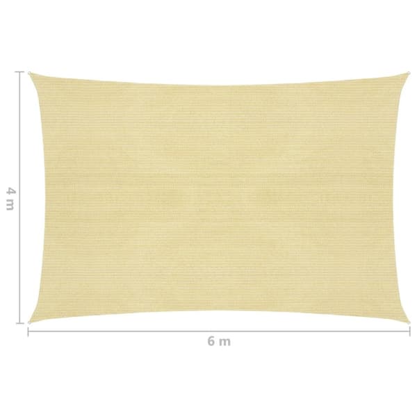vidaXL Solsejl HDPE rektangulær 4x6 m beige - Parasoller og solskærme