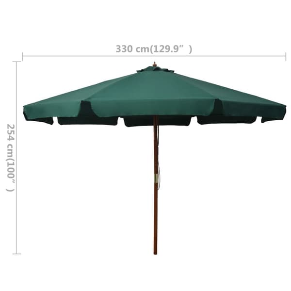vidaXL Aurinkovarjo puurunko 330 cm vihreä - Päivän- & aurinkovarjot