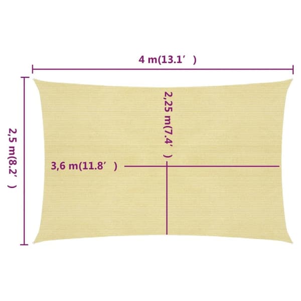vidaXL Aurinkopurje 160 g/m² beige 2,5x4 m HDPE - Päivän- & aurinkovarjot