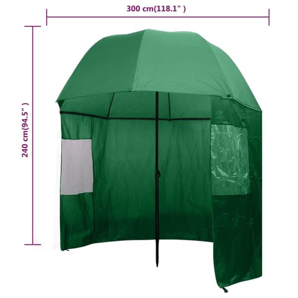 vidaXL Fiskeparaply Grøn 300x240 cm 91028 - Parasoller og solskærme