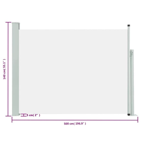 vidaXL Sisäänvedettävä terassin sivumarkiisi 140x500 cm kerma - Päivän- & aurinkovarjot