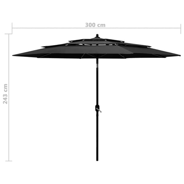 vidaXL parasol med aluminiumsstang i 3 niveauer 3 m antracitgrå -  Parasoller og solskærme