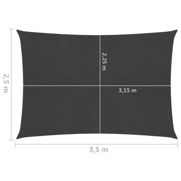 vidaXL solsejl 2,5x3,5 m 160 g/m² HDPE antracitgrå - Parasoller og solskærme