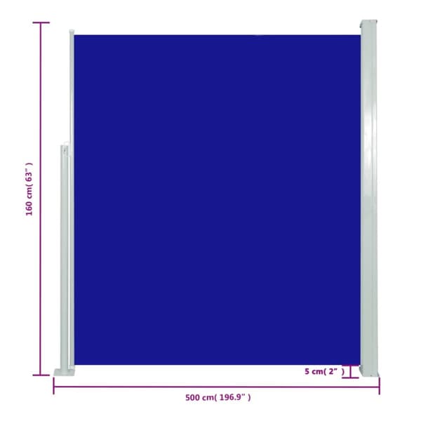 vidaXL Infällbar sidomarkis 160 x 500 cm blå - Parasoll & solskydd